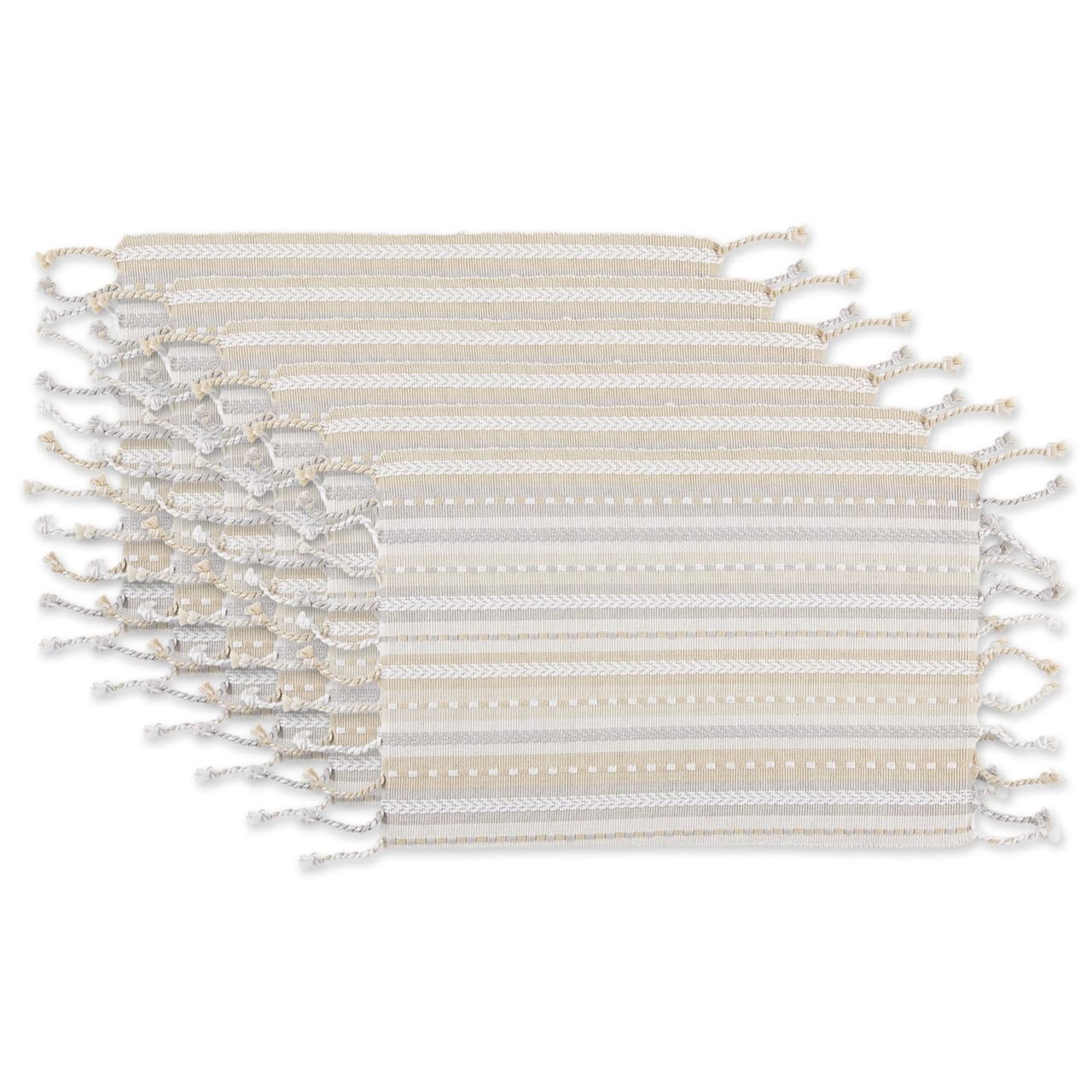 DII® Natural Tonal Stripe with Fringe Placemats, 6ct.